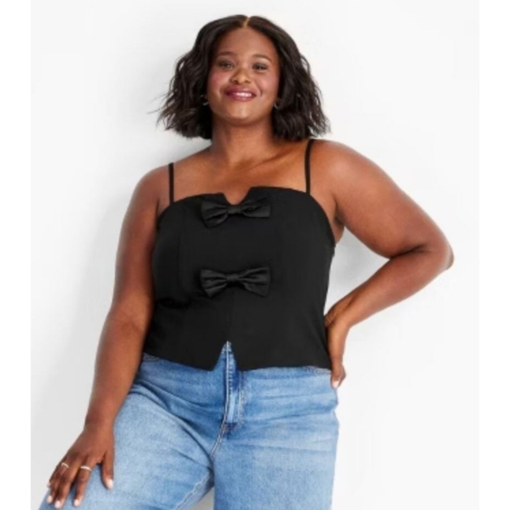 Future Collective Spaghetti Strap Bow Detail Tank Top